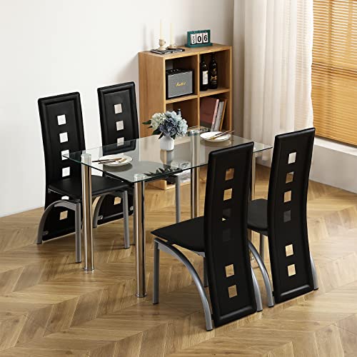 Karl home Dining Chairs Set of 4, PU Leather & High Back