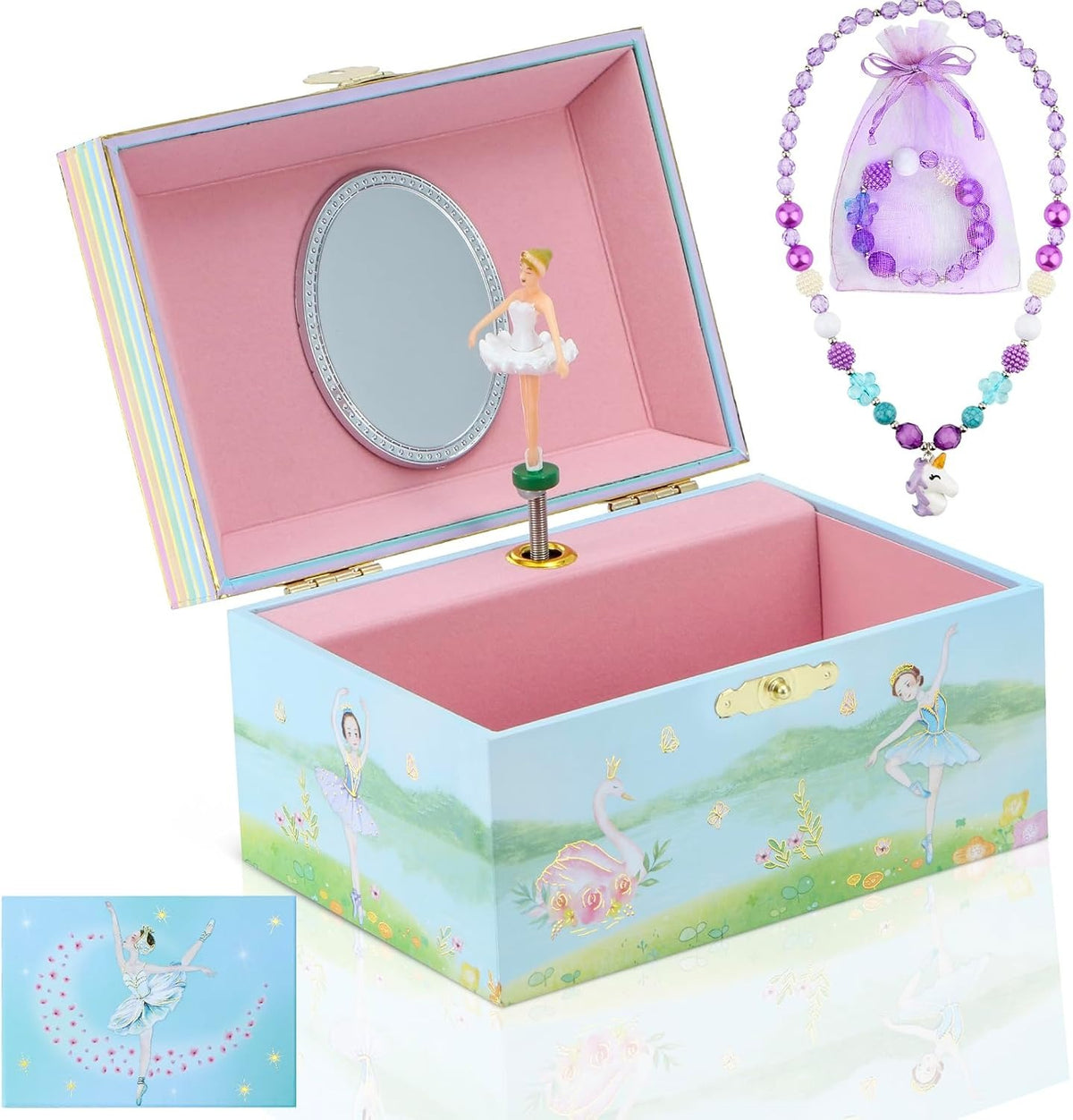 Girls' Musical Jewelry Box Organizer with Jewelry Set