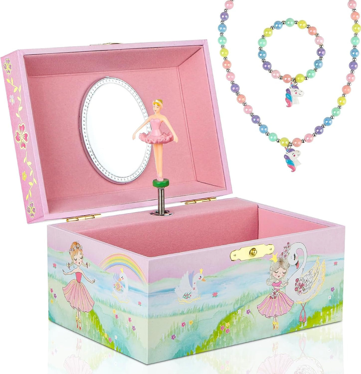 Girls' Musical Jewelry Box Organizer with Jewelry Set