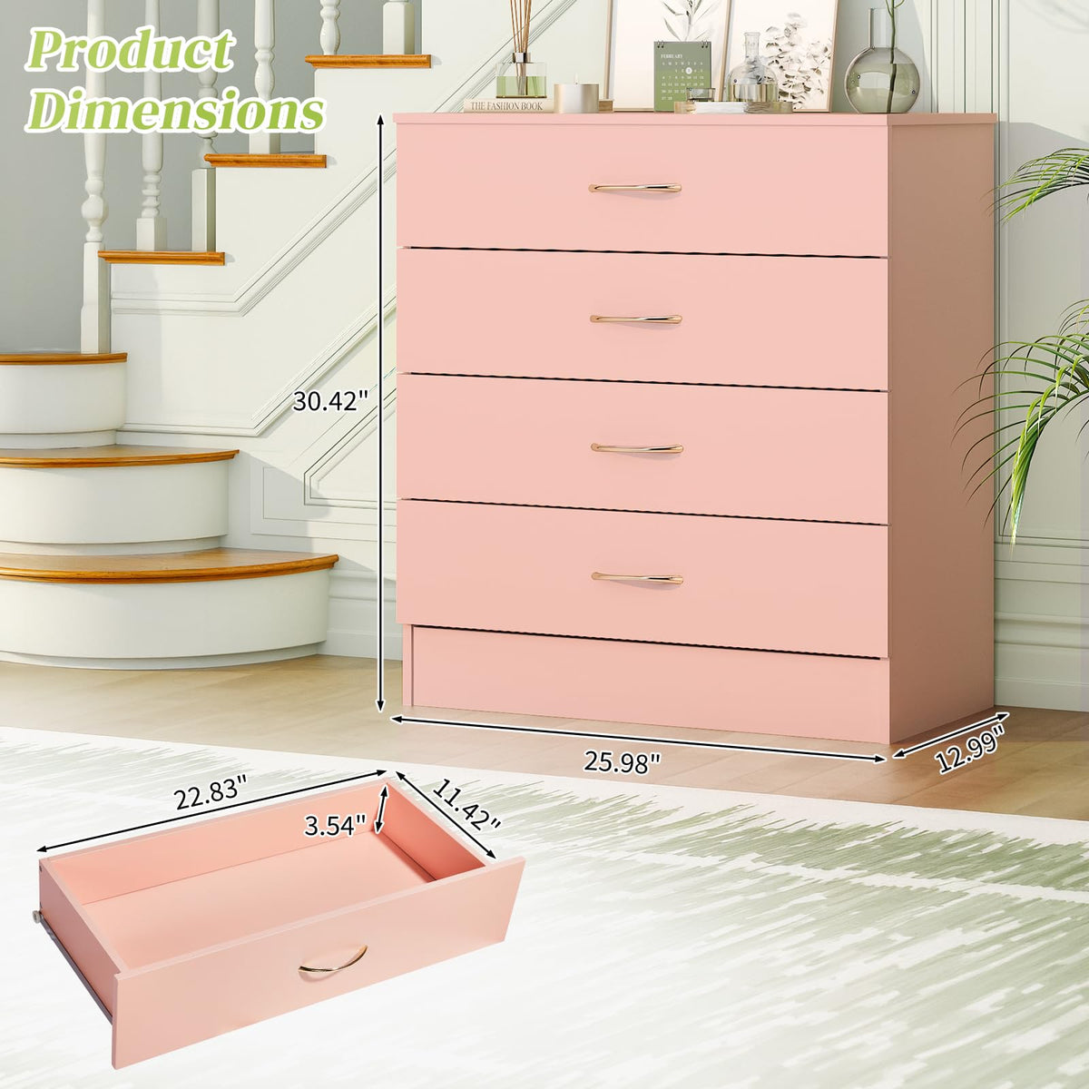4 Drawer Dresser, Modern Small Chest of Drawers