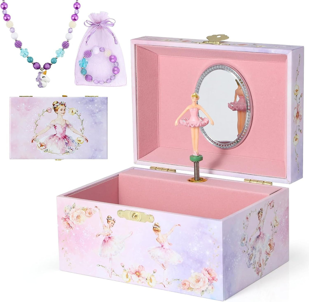 Girls' Musical Jewelry Box Organizer with Jewelry Set