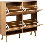 home Black Slim Shoe Storage Cabinet, Entryway Shoe Organizer