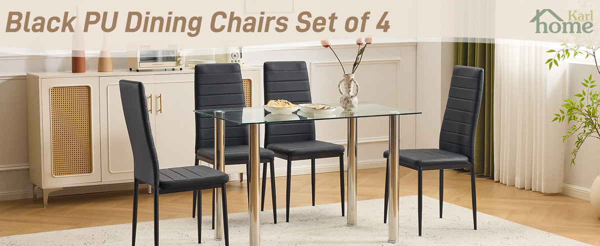 Karl home Dining Chairs Set of 4, PU Leather & High Back