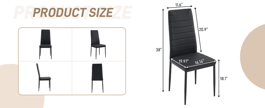 Karl home Dining Chairs Set of 4, PU Leather & High Back