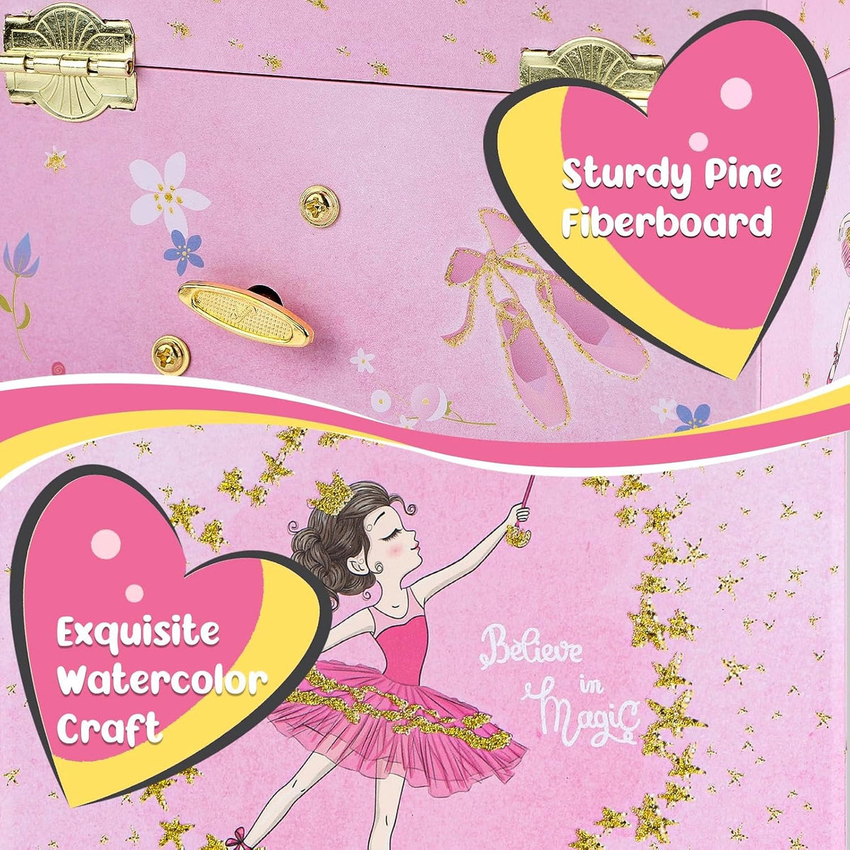 Girls' Musical Jewelry Box Organizer with Jewelry Set