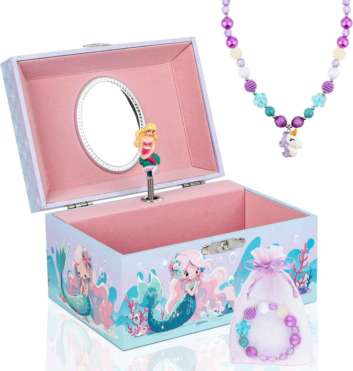 Girls' Musical Jewelry Box Organizer with Jewelry Set