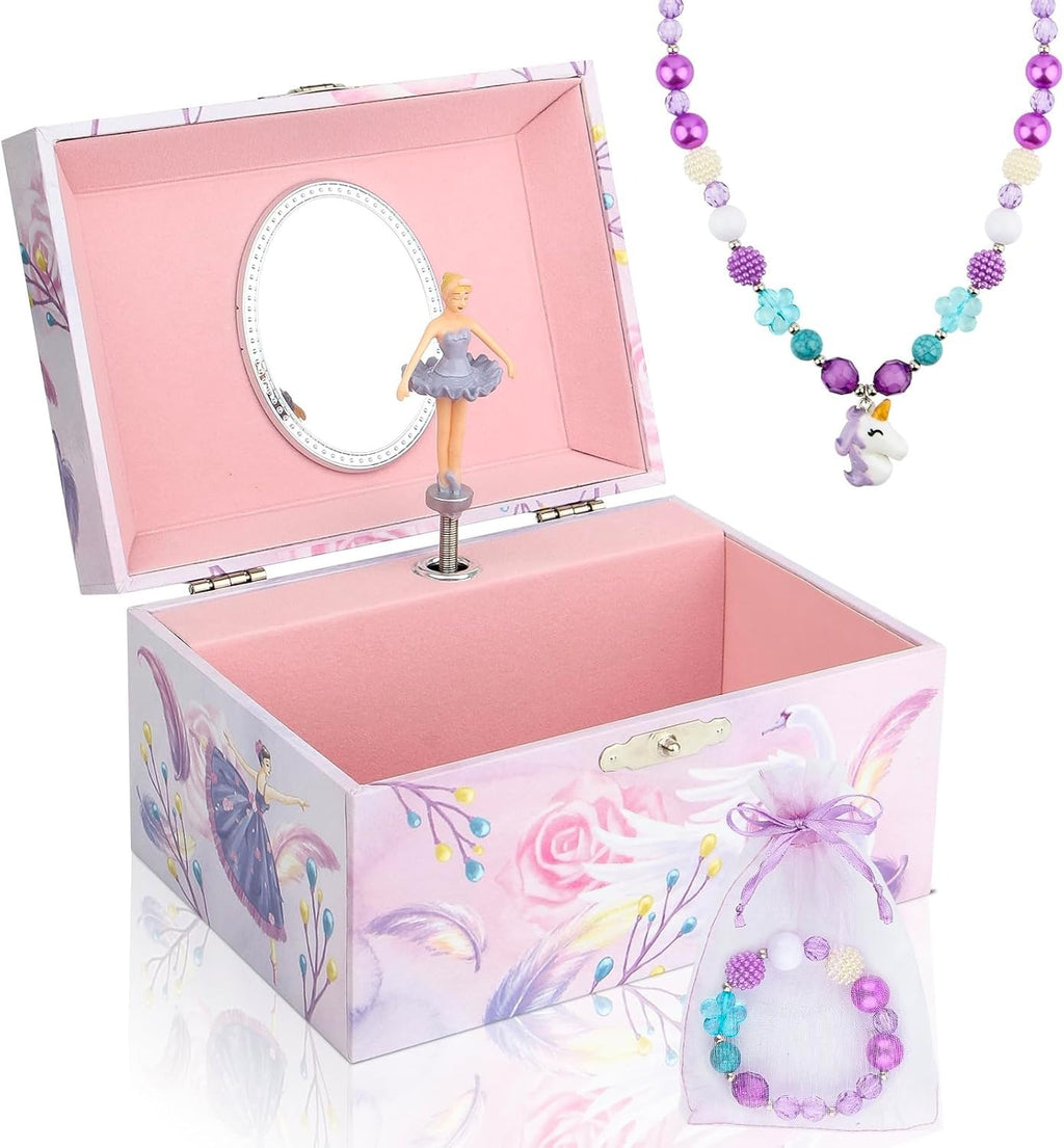 Girls' Musical Jewelry Box Organizer with Jewelry Set
