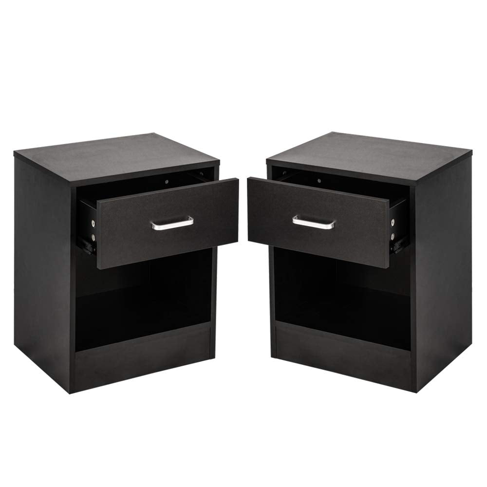 White Nightstands Set of 2, 2 USB Charging Bedside Table