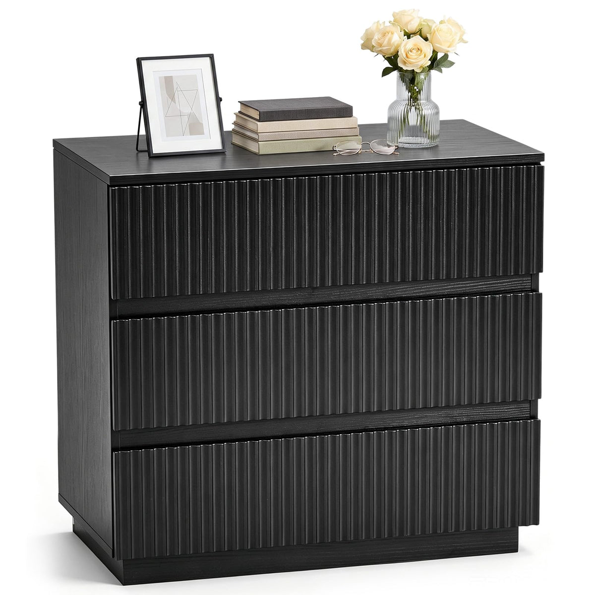 home White Wood Effect 4 Drawer Modern Dresser, Bedroom Storage Chest