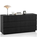 Natural Oak 6 Drawer Fluted Dresser, Modern Storage Chest