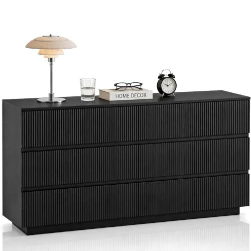 Natural Oak 6 Drawer Fluted Dresser, Modern Storage Chest