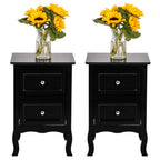 Farmhouse Nightstand Set of 2, 2 Drawer Bedside Side Table