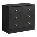 home Black 5 Drawer Dresser, Rose Gold Handle Modern Bedroom Chest