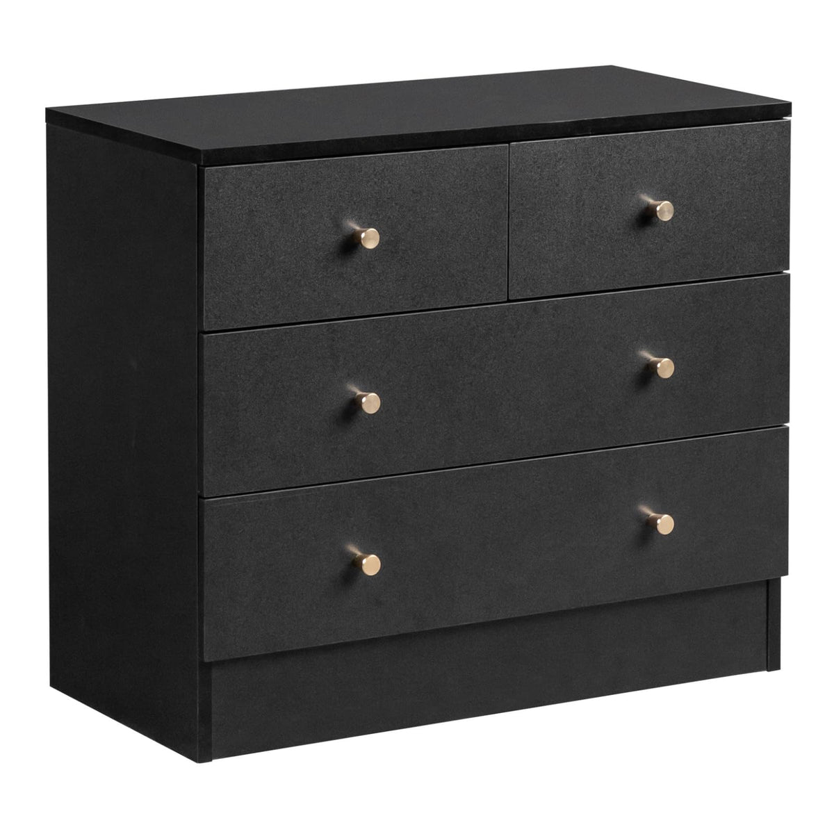 home Black 5 Drawer Dresser, Rose Gold Handle Modern Bedroom Chest