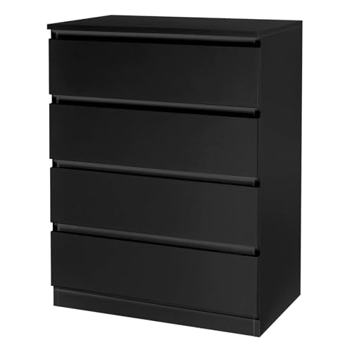 home White Wood Effect 4 Drawer Modern Dresser, Bedroom Storage Chest