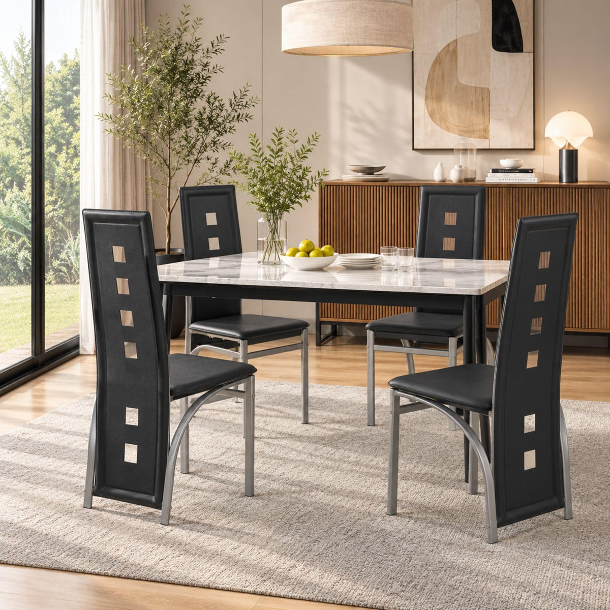 Karl home Dining Chairs Set of 4, PU Leather & High Back