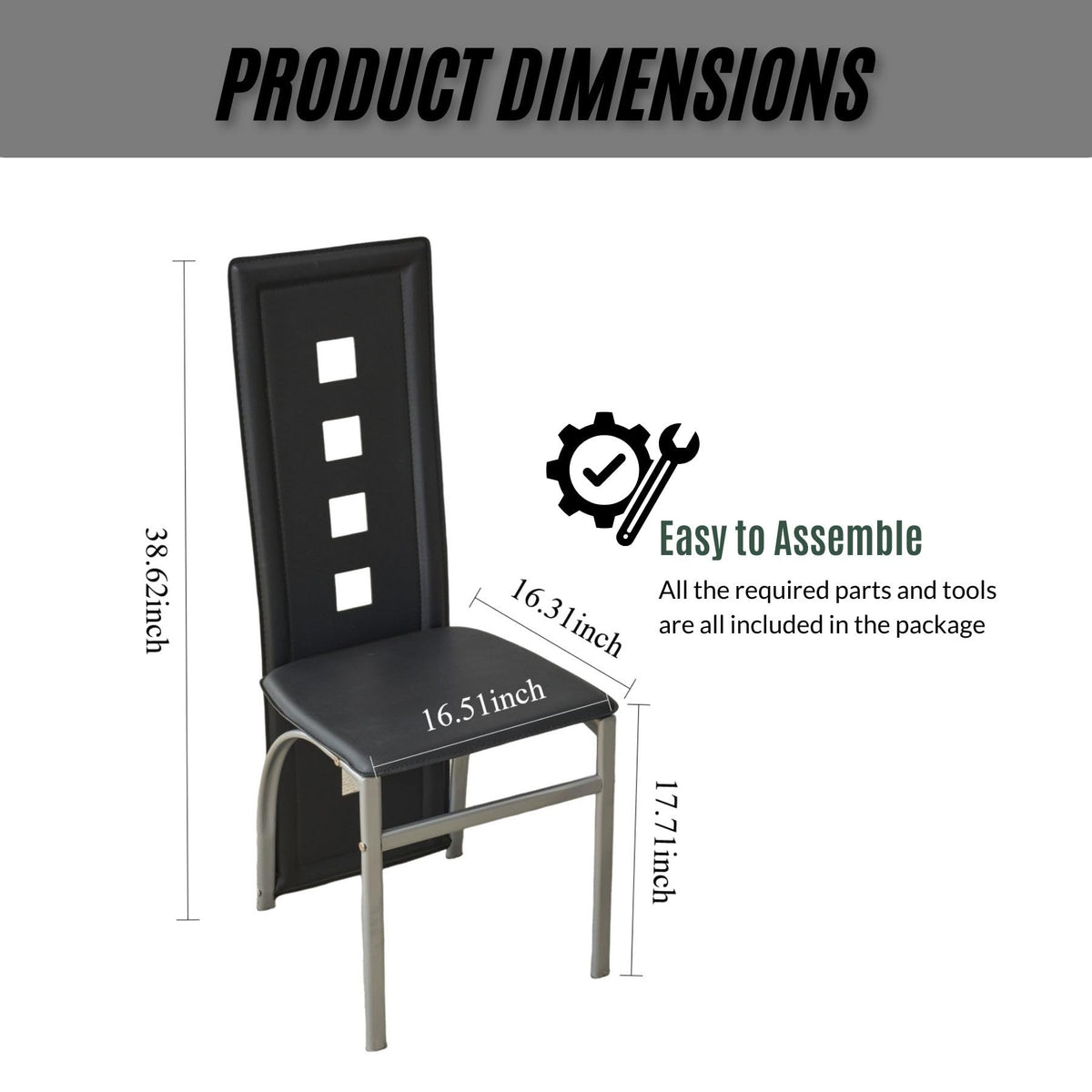 Karl home Dining Chairs Set of 4, PU Leather & High Back