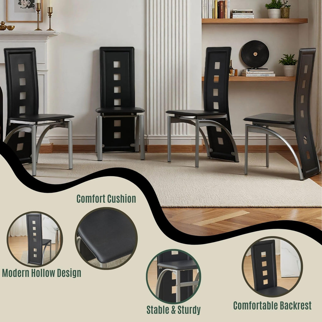 Karl home Dining Chairs Set of 4, PU Leather & High Back