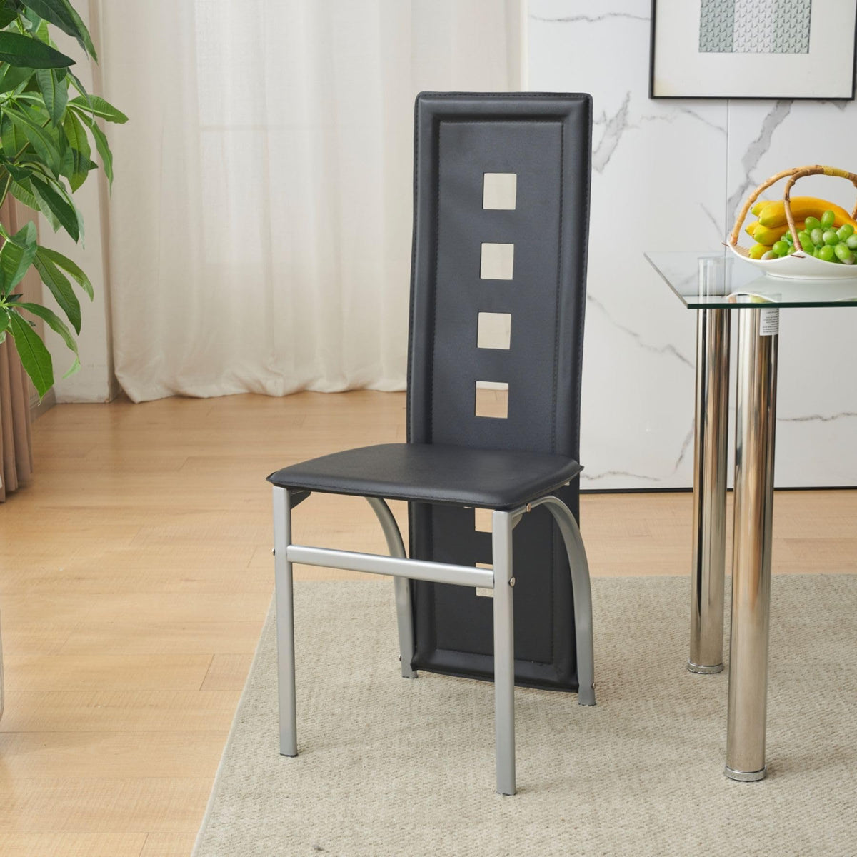 Karl home Dining Chairs Set of 4, PU Leather & High Back