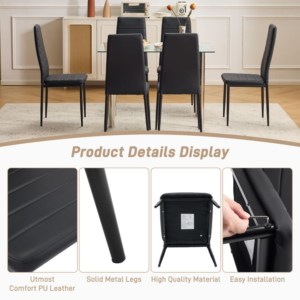 Karl home Dining Chairs Set of 4, PU Leather & High Back