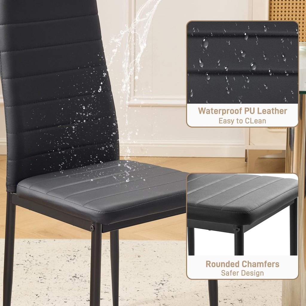 Karl home Dining Chairs Set of 4, PU Leather & High Back