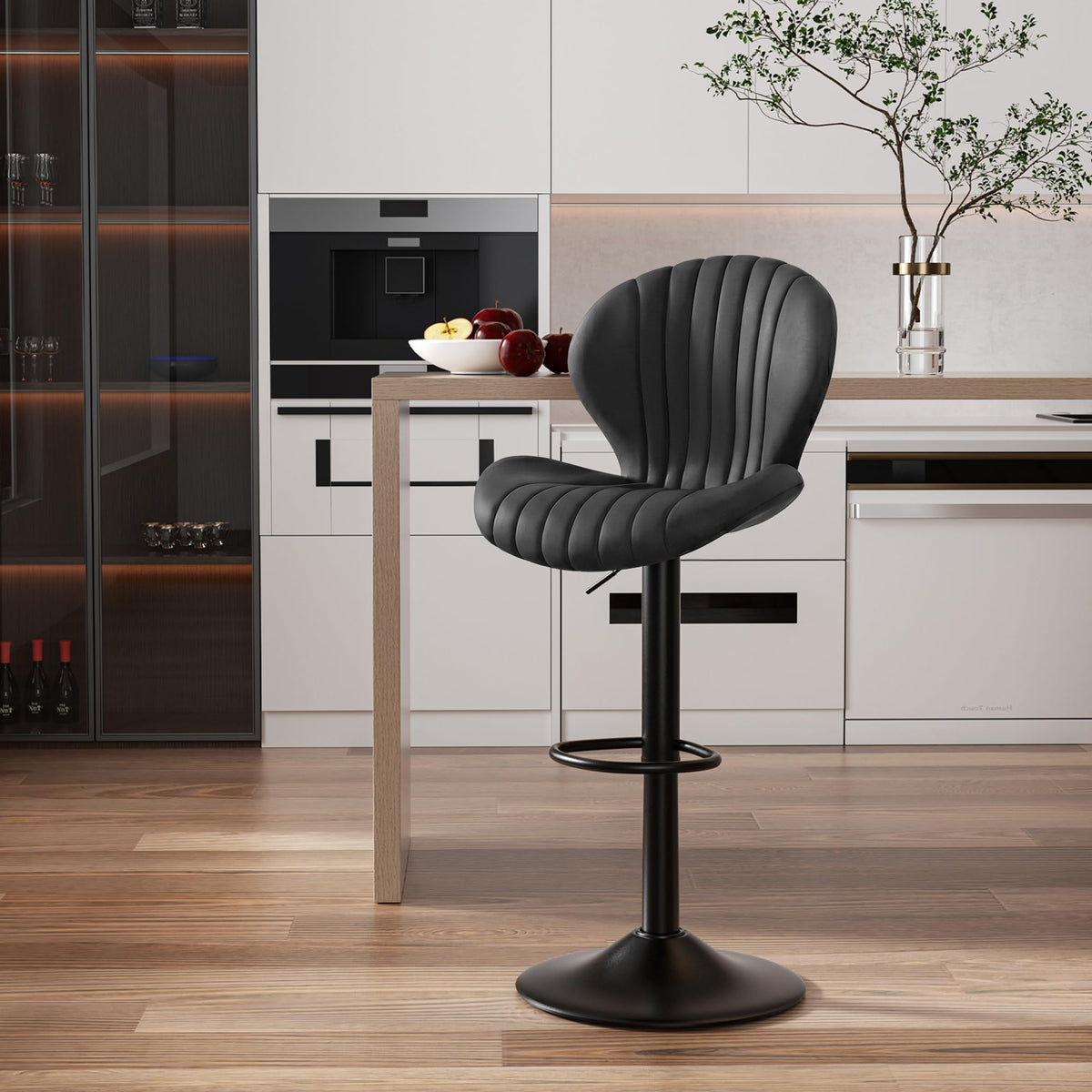 Modern Bar Stools, Adjustable Swivel Bar Stools, Light Khaki