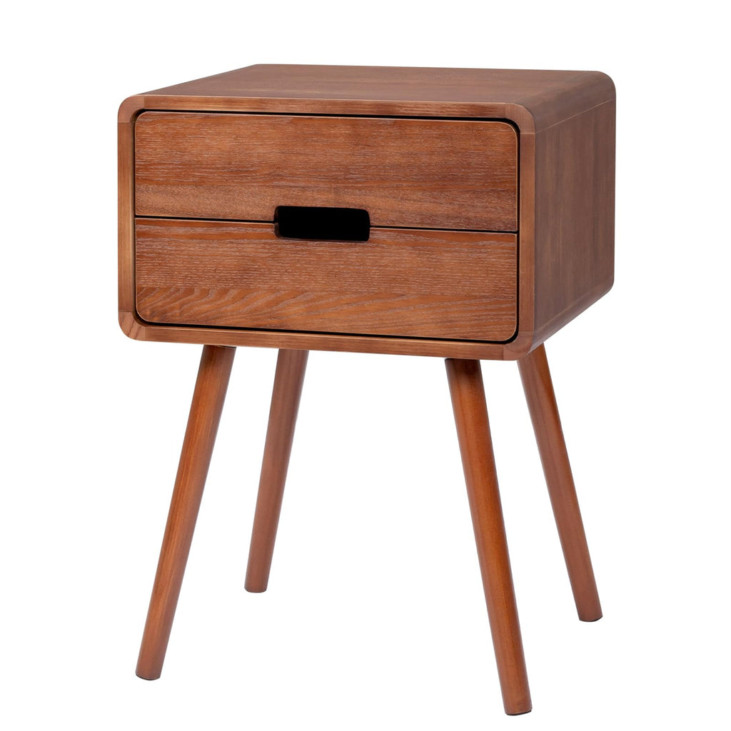 Brown Mid Century Modern Nightstand, Scandinavian Bedside Table
