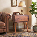Brown Mid Century Modern Nightstand, Scandinavian Bedside Table