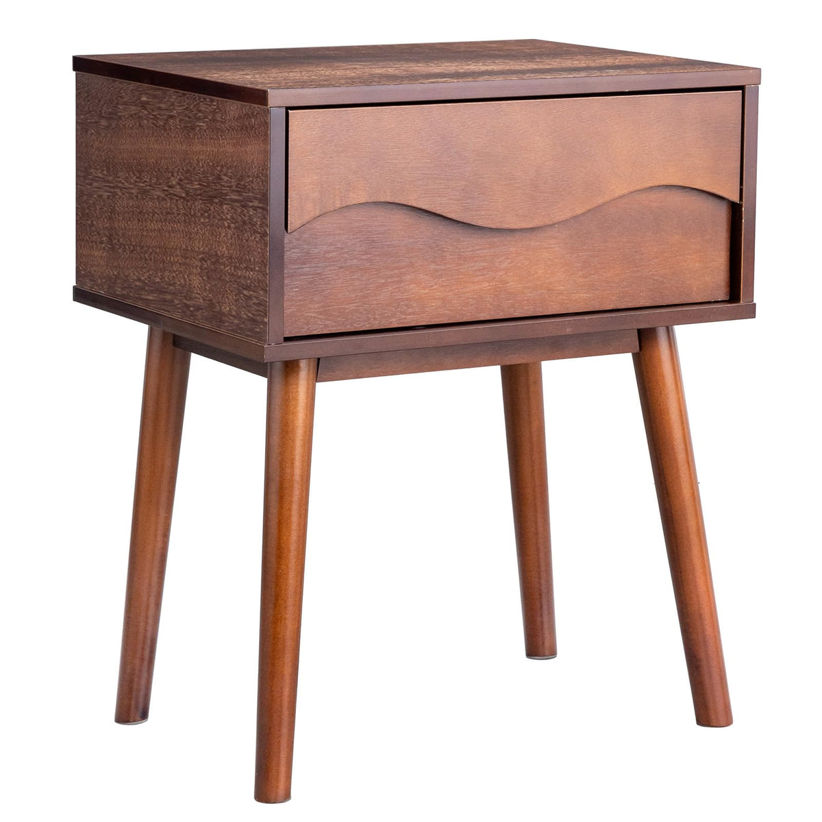 Brown Mid Century Modern Nightstand, Scandinavian Bedside Table