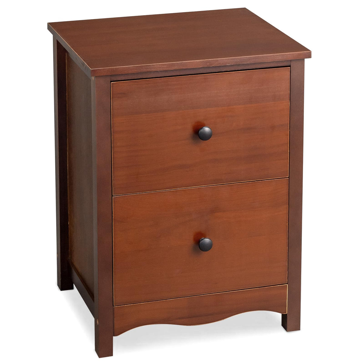 Natural Wood Farmhouse Nightstand, 2 Drawer Bedroom