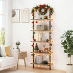 White 5 Tier Wall Mount Ladder Shelf, Metal Frame Bookcase