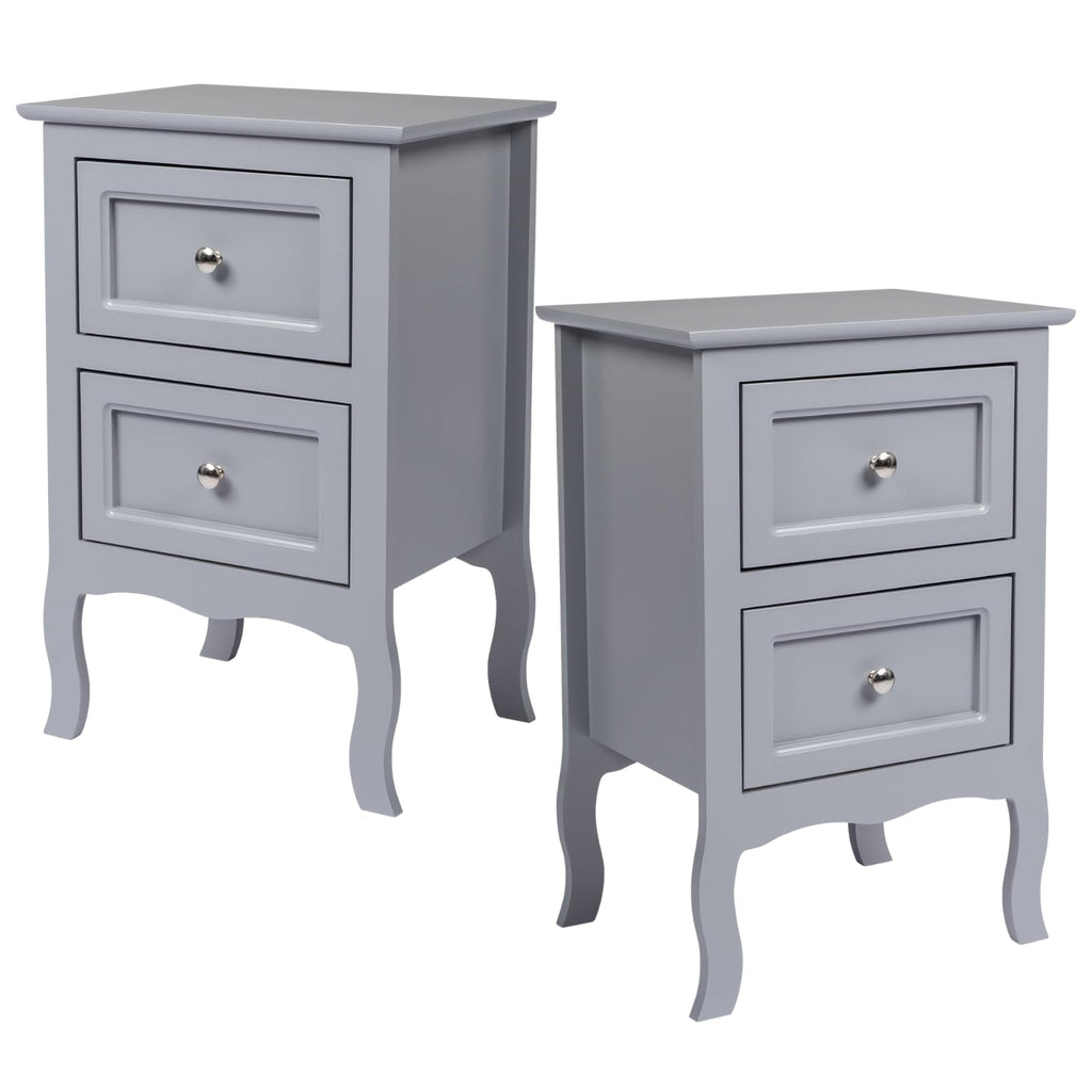 Farmhouse Nightstand Set of 2, 2 Drawer Bedside Side Table