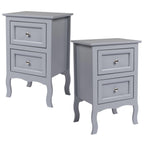 Farmhouse Nightstand Set of 2, 2 Drawer Bedside Side Table