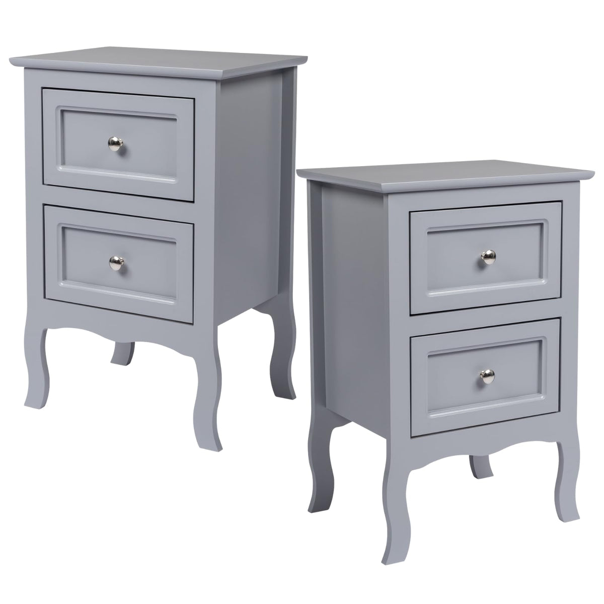 Farmhouse Nightstand Set of 2, 2 Drawer Bedside Side Table