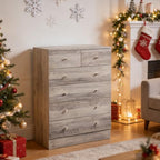 home Black 5 Drawer Dresser, Rose Gold Handle Modern Bedroom Chest