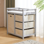 Modern Baby Changing Table with Laundry Hamper & 3 Drawers,