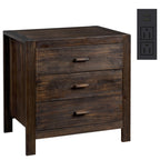 Brown Farmhouse Nightstand with 3 Drawers & USB Charging Station