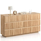 Natural Oak 6 Drawer Fluted Dresser, Modern Storage Chest