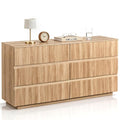 Natural Oak 6 Drawer Fluted Dresser, Modern Storage Chest