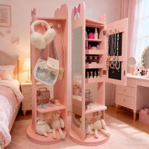 45.5" Kids Jewelry Armoire with Mirror,