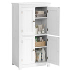 home White Narrow Floor Storage Cabinet, Freestanding 1 Drawers & 2 Doors,