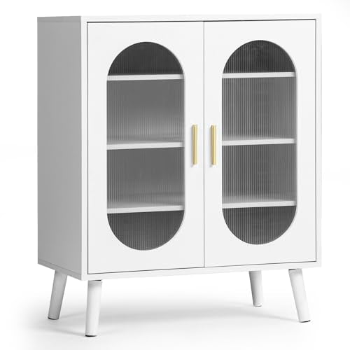 Karl home White Shoe Cabinet, LED Light Hidden Entryway Storage Organizer