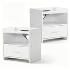 White Nightstands Set of 2, 2 USB Charging Bedside Table