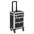 Aluminum Rolling Makeup Train Case, Portable Makeup Organizer Suitcase, Cosmetic Storage Box,