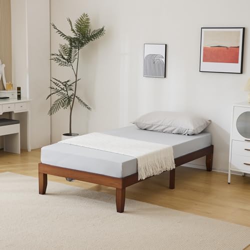 home 12 Inches Wood Platform Bed Frame, Twin, Natural