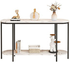 home Console Table for Entryway,White Marbled Metal Frame