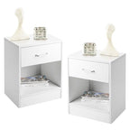 White Nightstands Set of 2, 2 USB Charging Bedside Table