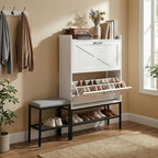 home Black Slim Shoe Storage Cabinet, Entryway Shoe Organizer