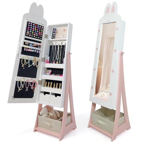 45.5" Kids Jewelry Armoire with Mirror,