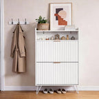 home Black Slim Shoe Storage Cabinet, Entryway Shoe Organizer